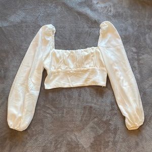 White Long Sleeve Crop Top